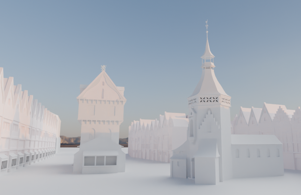 Vue de la chapelle aux Joyaux Notre-Dame et du Beauregard sans textures - Projet INUSLA (travail en cours)