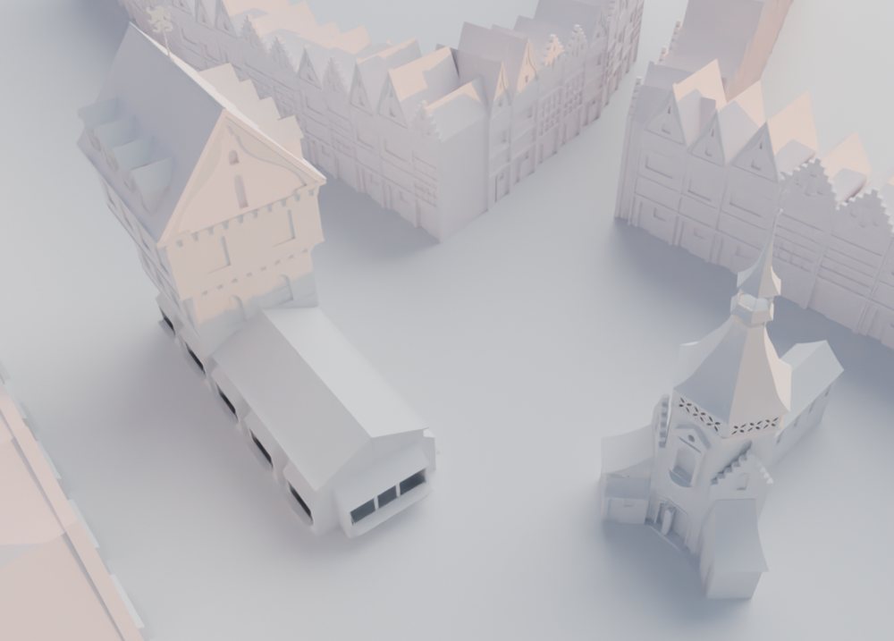 Vue de la chapelle aux Joyaux Notre-Dame et du Beauregard sans textures - Projet INUSLA (travail en cours)