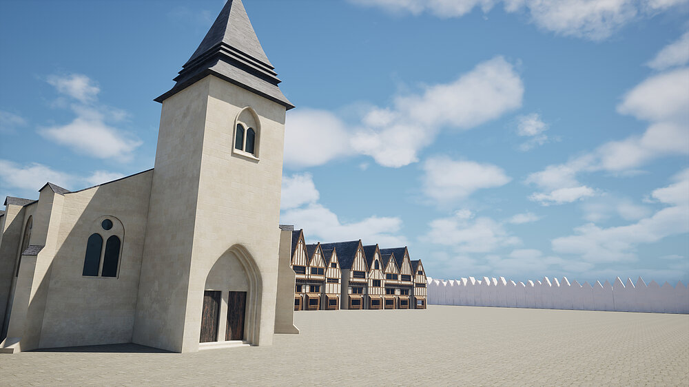 Vue de Saint-Etienne depuis la rue esquermoise, 12 juin 1448 - Projet INSULA (travail en cours)